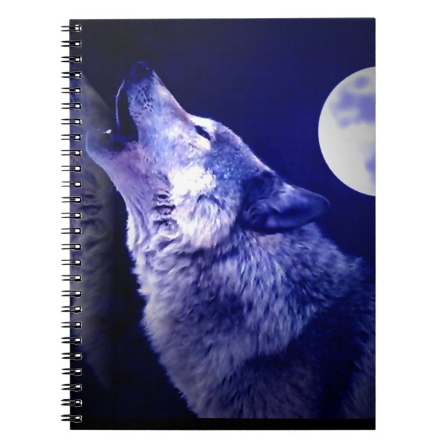 Wolf Howling at Blue Moon Notebook (Front)