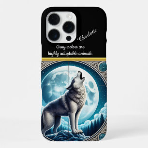 Wolf Howling at Full Moon at Night iPhone 16 Pro Max Case