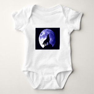 Wolf Howling at Moon Baby Bodysuit