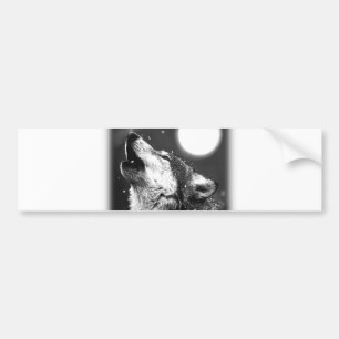 Wolf Howling at Moon Bumper Sticker