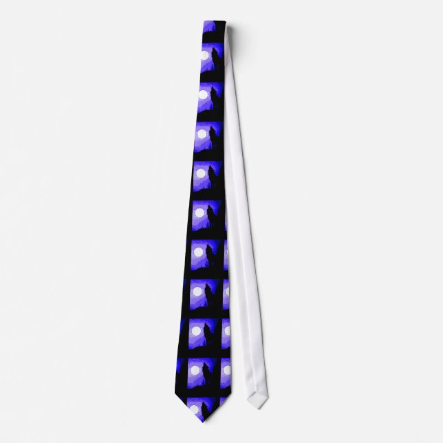 Wolf Howling at Moon Custom Tie (Front)