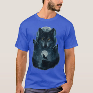 Wolf Howling at Moon Graphic Tees Men Wolves