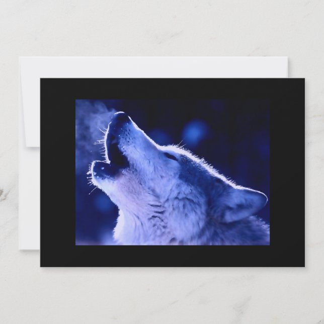 Wolf Howling at Moon Invitation (Front)