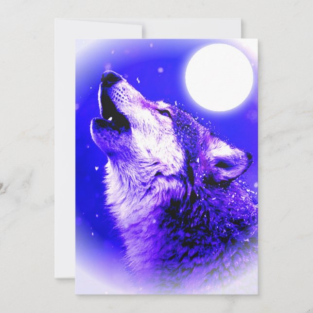Wolf Howling at Moon Invitation (Front)