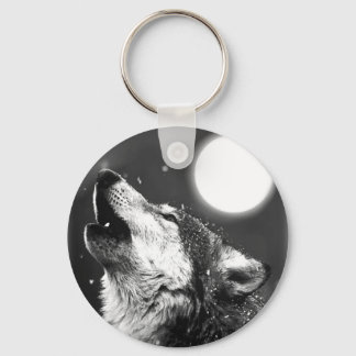 Wolf Howling at Moon Keychain
