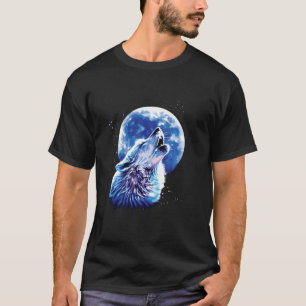 Wolf Howling At Moon Loves Wolves Watercolor Cute  T-Shirt