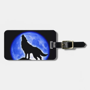 Wolf Howling at Moon Luggage Tags