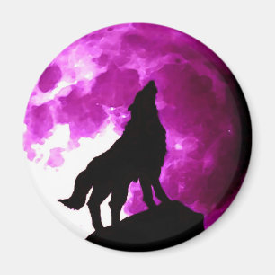 Wolf Howling at Moon Magnet