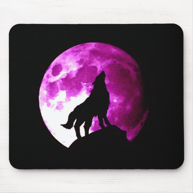 Wolf Howling at Moon Mouse Pad (Front)