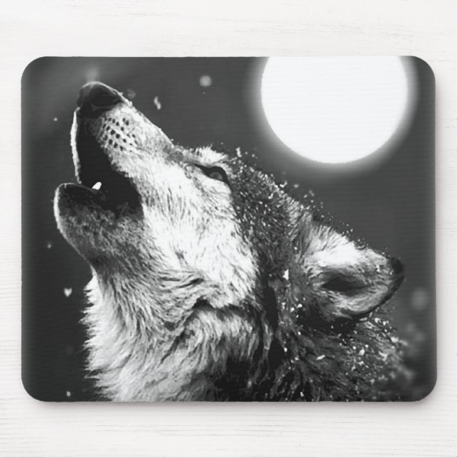Wolf Howling at Moon Mouse Pad (Front)