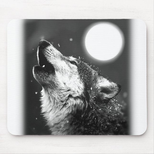 Wolf Howling at Moon Mouse Pad (Front)