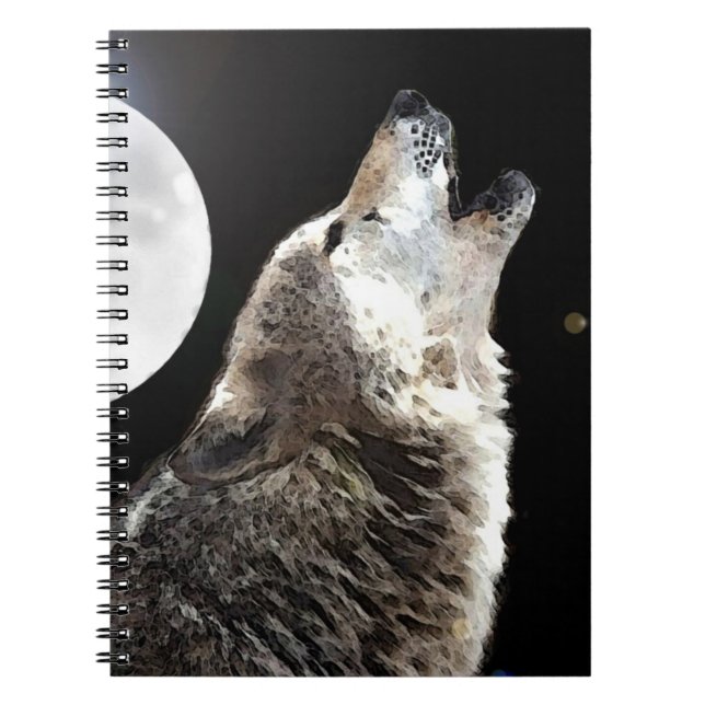 Wolf Howling at Moon Notebook (Front)