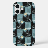 Wolf Howling At Moon Pattern Design 