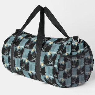Wolf Howling At Moon Pattern Design  Duffle Bag