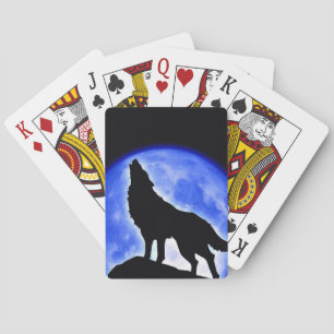Wolf Howling at Moon Playing Cards