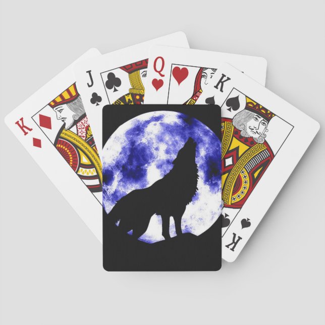 Wolf Howling at Moon Playing Cards (Back)