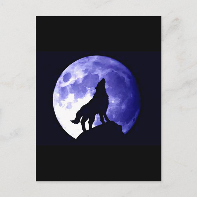 Wolf Howling at Moon Postcard (Front)