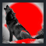 Wolf Howling at Moon Red Pop Art Poster<br><div class="desc">Howling Wolf at Moon Posters Prints -Pop Art Style Design - Wolf Howling at Moon Digital Comic Style Posters - Animal Art - College Pop Art - Wild Animals - World of Extreme Animals - Most Ferocious Creatures Computer Images</div>
