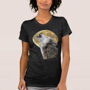 Wolf Howling at Moon & Snow Winter Wildlife Shirt