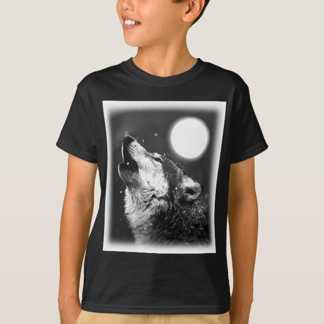 Wolf Howling at Moon T-Shirt (Front)