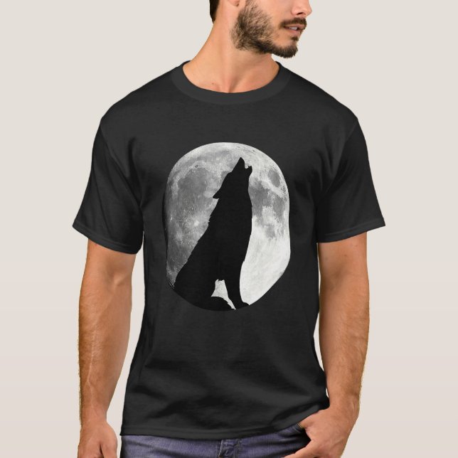 Wolf Howling At Moon Wolf T-Shirt (Front)