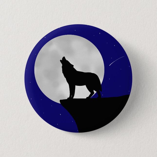 Wolf Howling at the Moon 2 Inch Round Button (Front)
