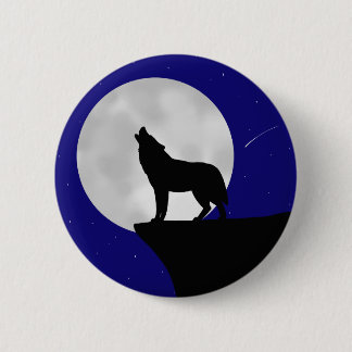 Wolf Howling at the Moon 2 Inch Round Button