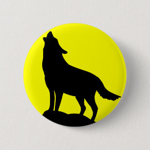 Wolf Howling at the Moon. 2 Inch Round Button