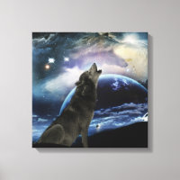 Wolf howling at the moon