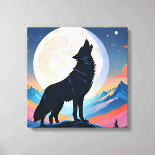 Wolf Howling At The Moon Canvas Print