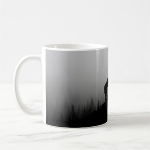 Wolf howling at the moon coffee mug
