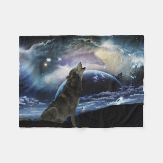 Wolf howling at the moon fleece blanket Zazzle.ca