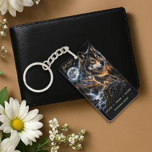 Wolf Howling At the Moon Forest Wildlife Nature Keychain