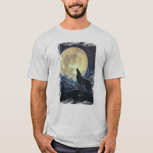 Wolf Howling at the Moon Grunge T-Shirt