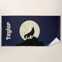 Wolf Howling at the Moon Illustration Personalized