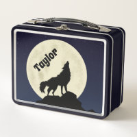 Wolf Howling at the Moon Illustration Personalized