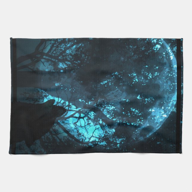 Wolf Howling At The Moon Kitchen Towel (Horizontal)