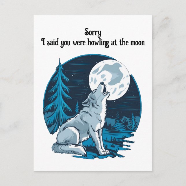 Wolf howling at the moon postcard (Front)