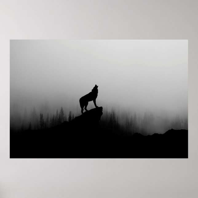 Wolf howling at the moon poster (Front)