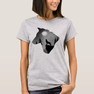 Wolf Howling at the Moon Silhouette T-Shirt