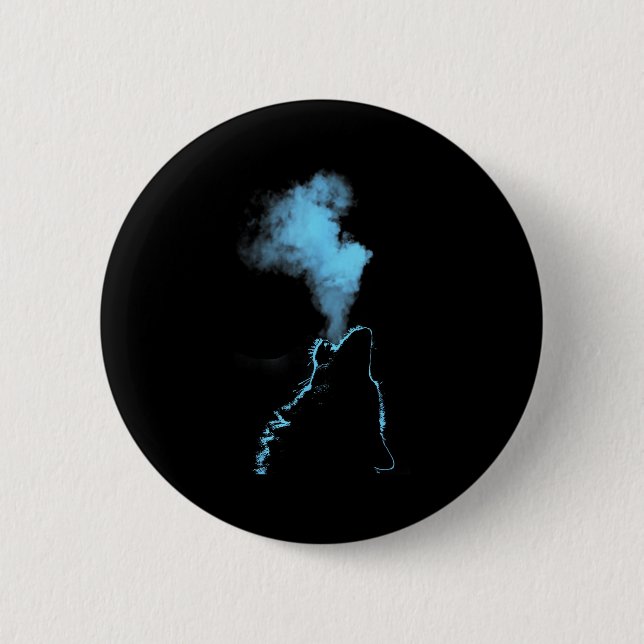 Wolf Howling At The Moon Starry Night Wolves Anima 2 Inch Round Button (Front)