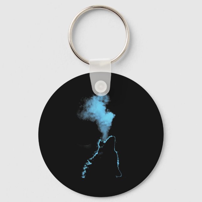 Wolf Howling At The Moon Starry Night Wolves Anima Keychain (Front)