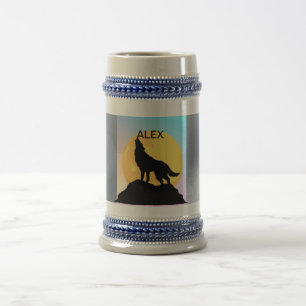 Wolf Howling at the Moon stein