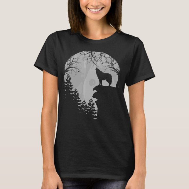 Wolf Howling At The Moon T-Shirt (Front)