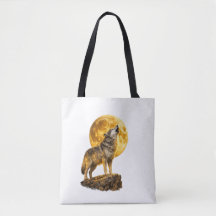 Wolf Howling at the Moon Tote Bag