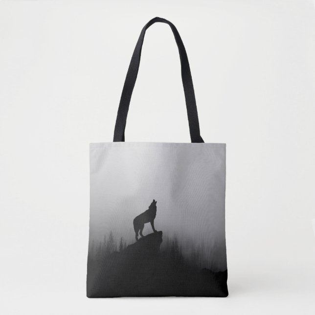 Wolf howling at the moon tote bag (Front)