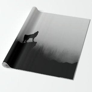 Wolf howling at the moon wrapping paper