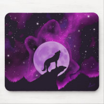 Wolf Howling at the Purple Moon