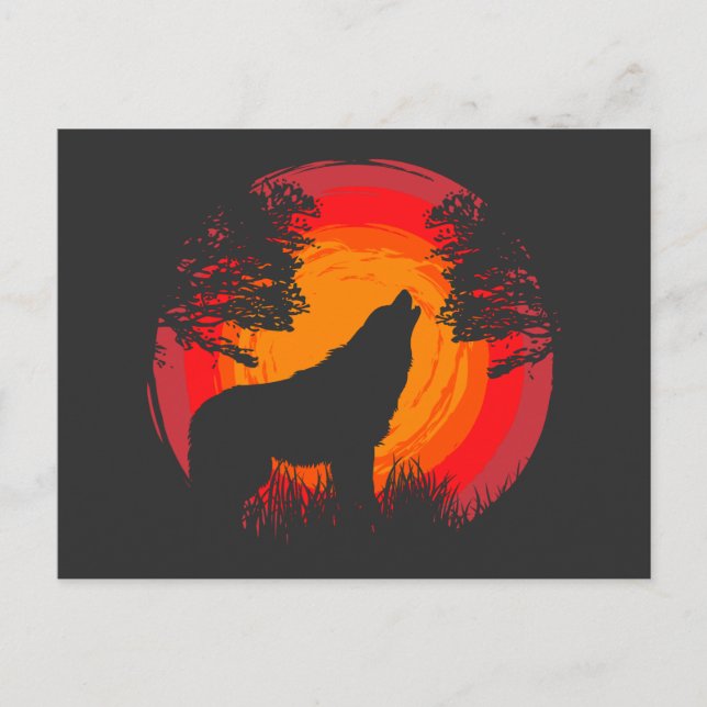 Wolf Howling at the Sun Postcard (Front)