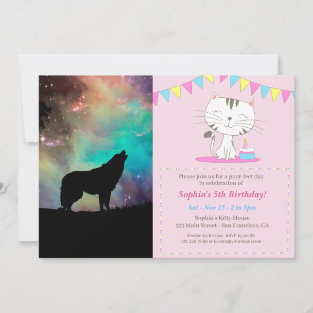 Wolf howling at the universe invitation (Front)